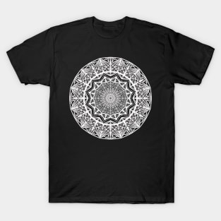 Fashionable White Mandala Pattern Design T-Shirt